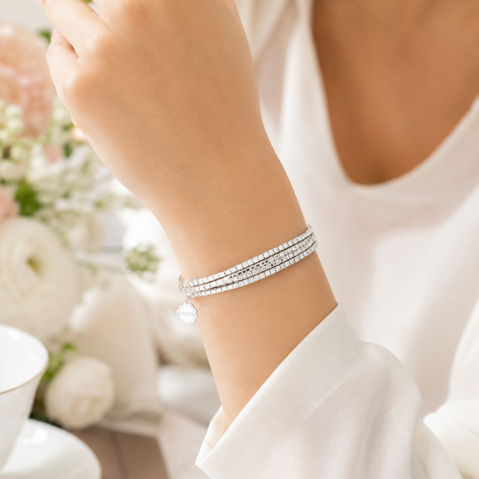 LIZAS LIZAS Armband „Hanson“ Crystal – mehrreihiges Stretch-Armband mit funkelnden Glassteinen