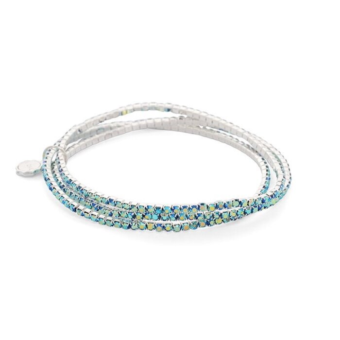 LIZAS LIZAS Armband „Hanson“ Arctic Blue – mehrreihiges Stretch-Armband mit funkelnden Glassteinen