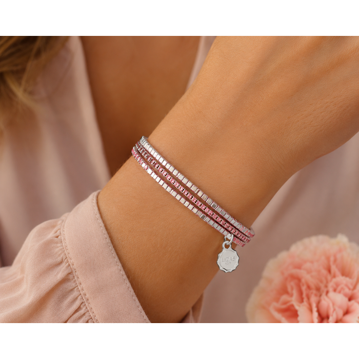 LIZAS LIZAS Armband „Hanson“ Rose – mehrreihiges Stretch-Armband mit funkelnden Glassteinen
