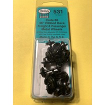 #531 Spur H0 36" Ribbed Code 88 Semi Scale Metallradsätze 12 Stück