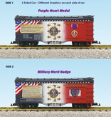 USA TRAINS Reefer Purple Heart and Military Merit Badge Patriotic Car - 2 Sided Car