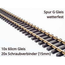 10 x 60cm gerades Gleis (1 Paket) mit Schraubverbindern