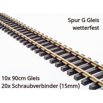 10 x 90 cm gerades Gleis (ein ganzes Paket) mit Schraubverbindern