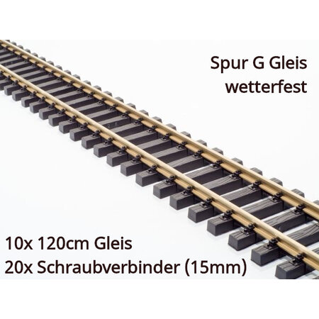 Train Line 10 x 120 cm gerades Gleis (ein ganzes Paket) mit Schraubverbindern