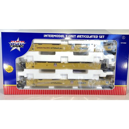 USA TRAINS Intermodal Containerwagen 3er Einheit Union Pacific (ohne Container)