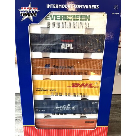 USA TRAINS Container Multipack mit 6 Containern Set 1