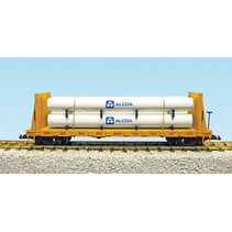 Pipe Load Flat Car Union Pacific beladen mit Rohren