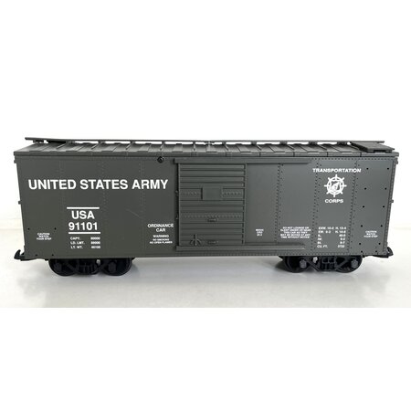 USA TRAINS Steel Box Car United States Army mit Metallachsen (guter Zustand)