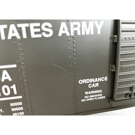 USA TRAINS Steel Box Car United States Army mit Metallachsen (guter Zustand)