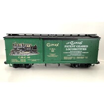 Wood Box Car Climax Manufacturing mit Metallachsen (guter Zustand)