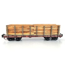 Pennsylvania Flatcar mit Echtholz-Ladung und Rungen (sehr guter Zustand)