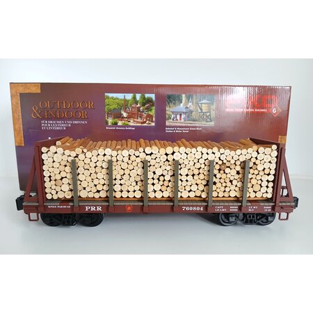 PIKO Pennsylvania Flatcar mit Echtholz-Ladung und Rungen (sehr guter Zustand)