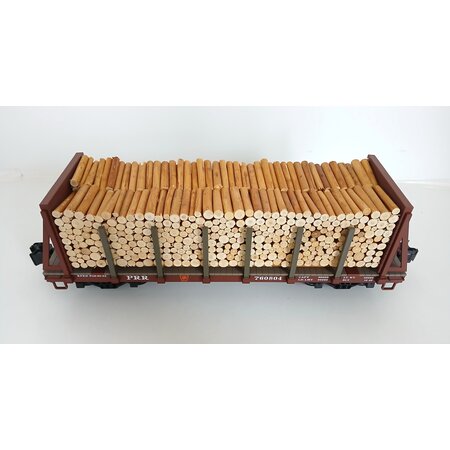 PIKO Pennsylvania Flatcar mit Echtholz-Ladung und Rungen (sehr guter Zustand)