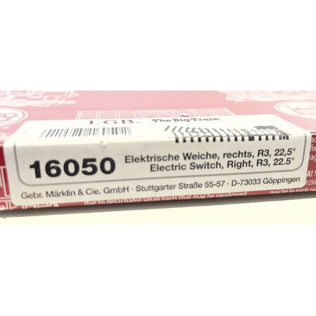 LGB Elektrische Weiche, rechts, R3, 22,5° (neuwertig)