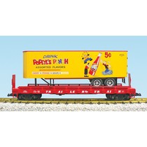 Piggyback Flatcar Popeye Root Beer mit Trailer