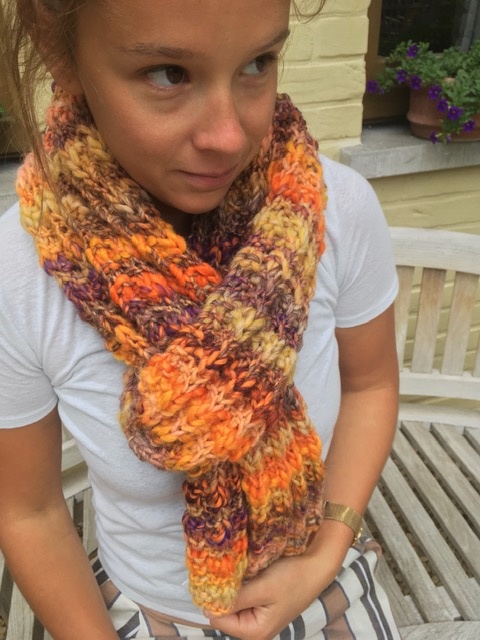 Made by Amberhoeve Orange handmade scarf