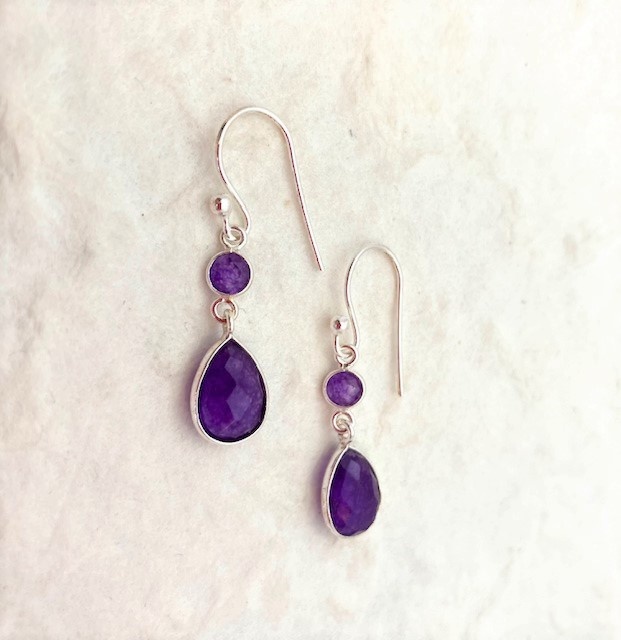 Lacom gems Hanging silver purple quarts earrings