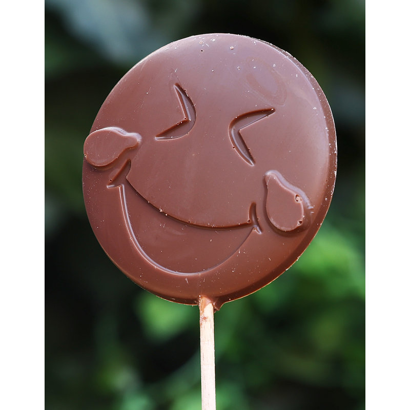 Chocoladelollie emoticon lachen