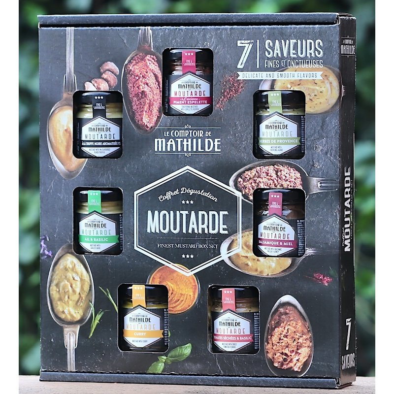 7 minipotjes mosterd in cadeaudoos