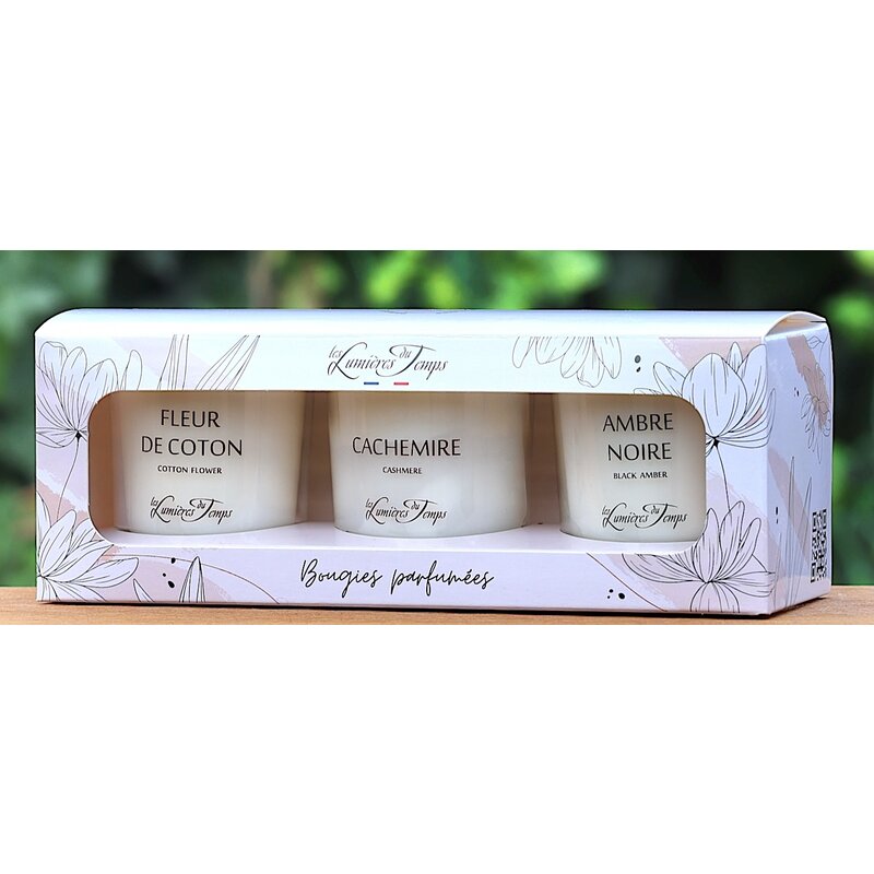Giftbox 3 geurkaarsjes in parfumgeuren
