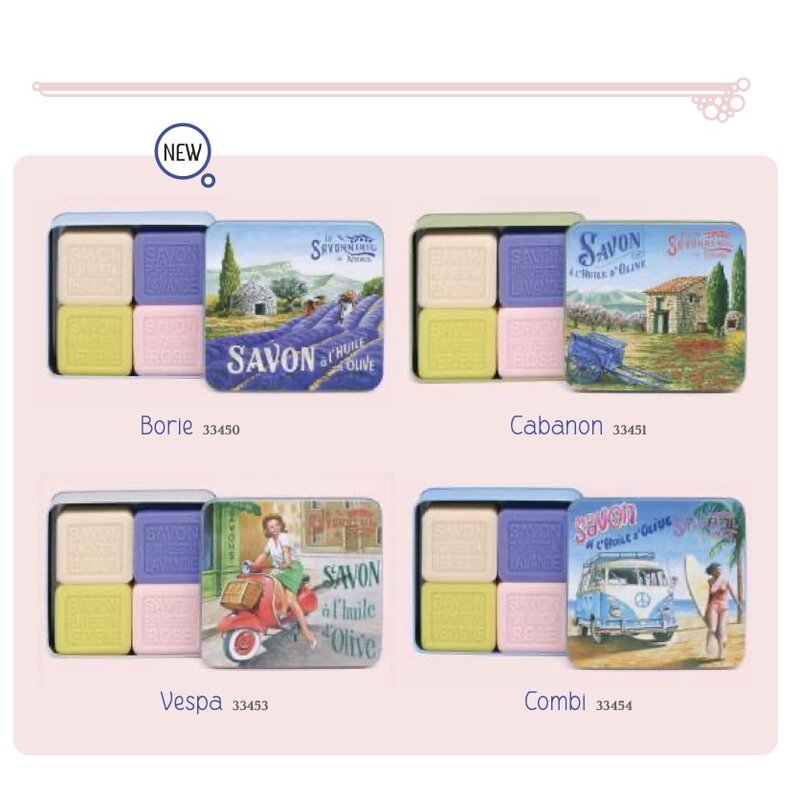 Blik met 4 zepen alle modellen