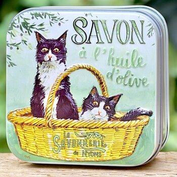 Savonnerie de Nyons Blikje zeep zwarte poezen