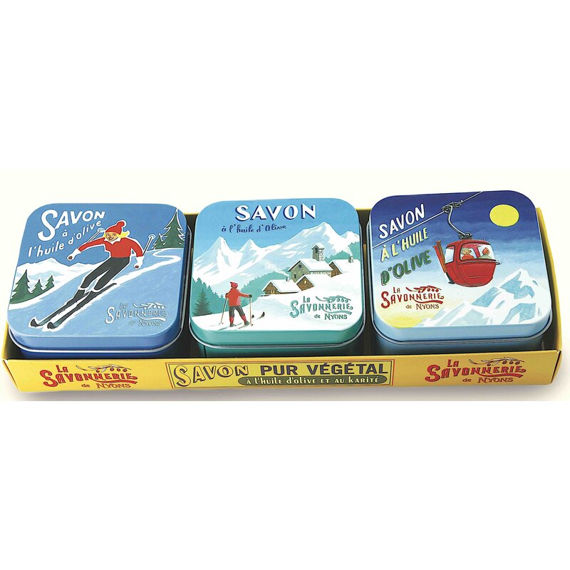 Doosje met drie blikjes zeep