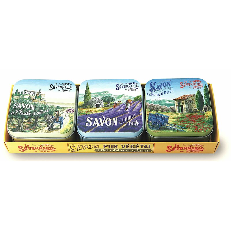 Doosje met drie blikjes zeep