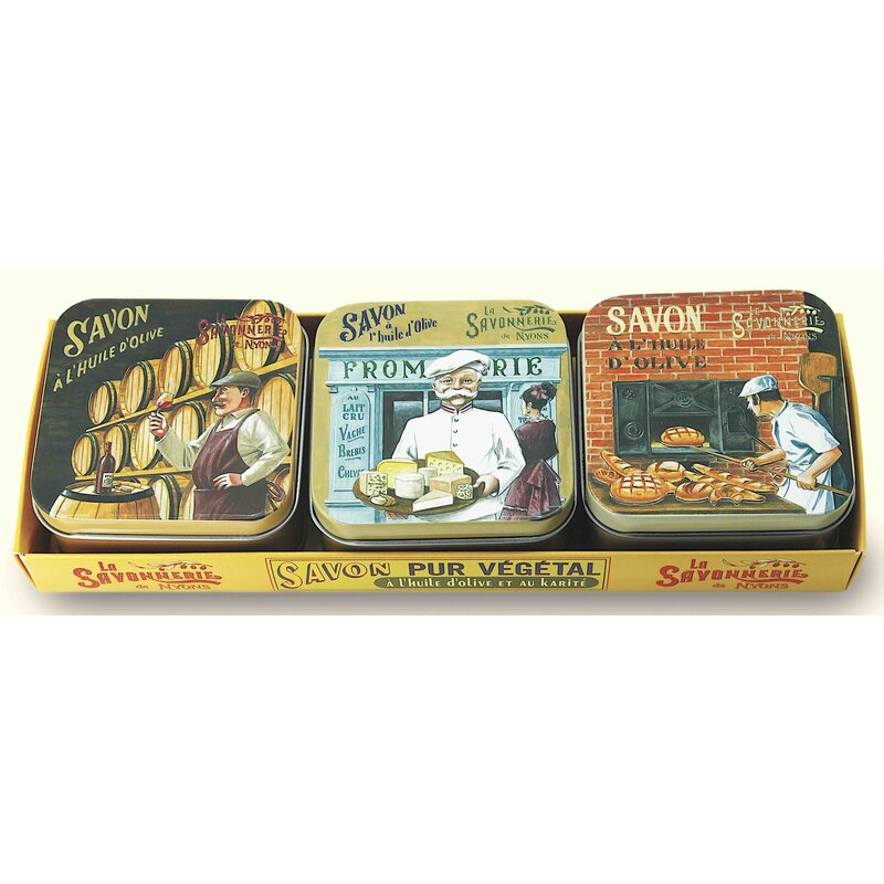 Doosje met drie blikjes zeep