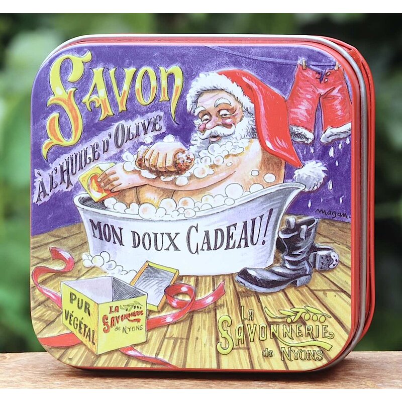 Blikje Savon de Marseille kerstman in bad
