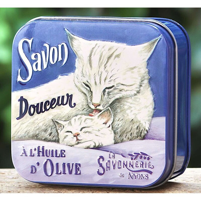 Blikje Savon de Marseille moederpoes met kitten