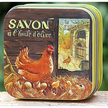 Savonnerie de Nyons Blikje zeep kippen