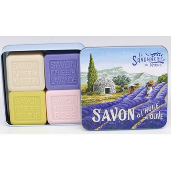 Savonnerie de Nyons Blik 4 zepen lavendelveld