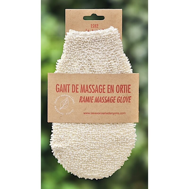 Massagehandschoen van brandnetelvezels