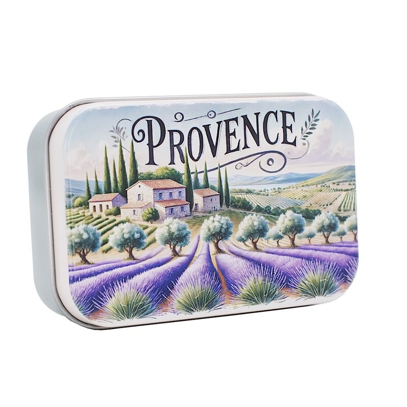 Blikje zeep  lavendelveld