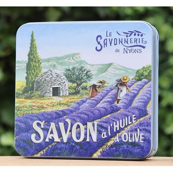 Savonnerie de Nyons Blik 4 zepen lavendelveld