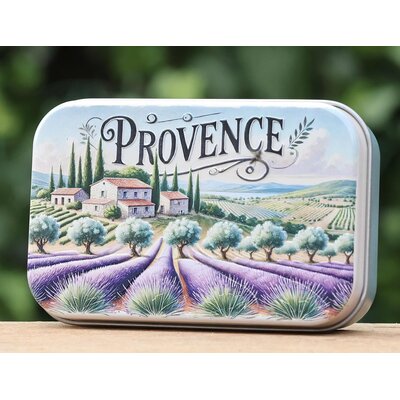 Blikje zeep lavendelveld