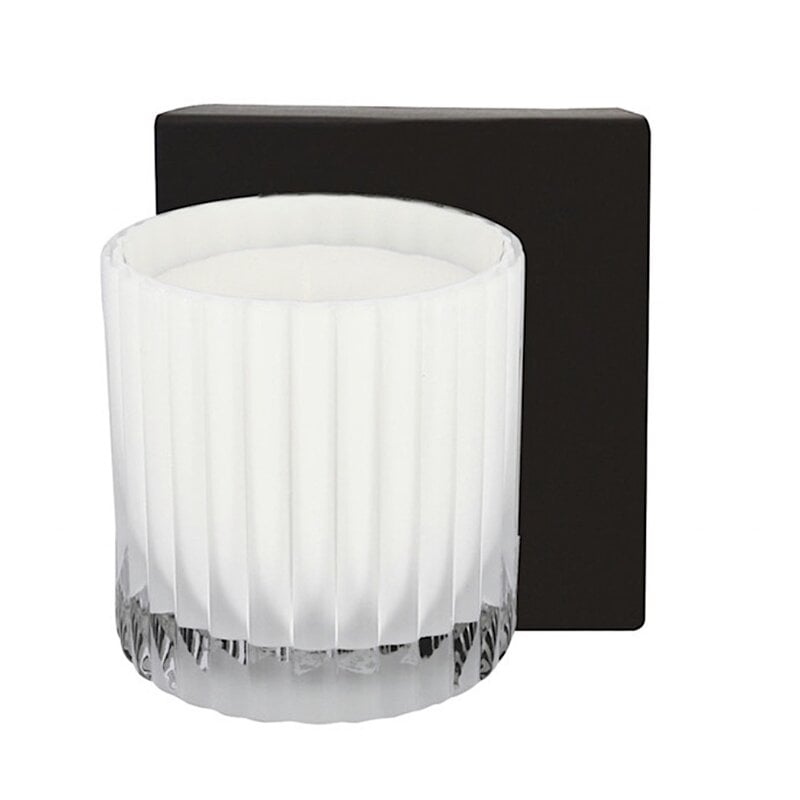 Geurkaars in luxe ribbelglas met logo