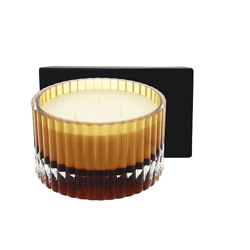 Geurkaars in luxe ribbelglas met logo