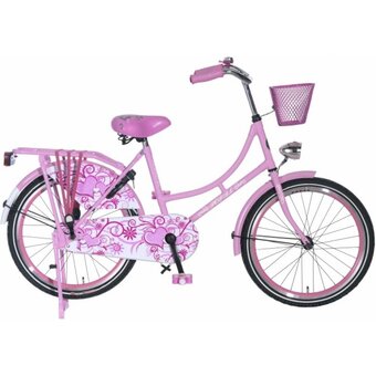 Fahrrad, 22 Zoll, hellrosa mit Herzen und Blumen-Print - Einzigartige Fahrrad