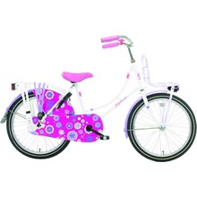 Highlander omafiets 20 inch wit roze met voordrager