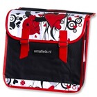 sac double omafiets.nl - noir avec des coeurs roses