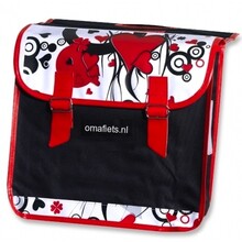 omafiets.nl double bag - black with pink hearts
