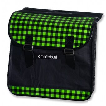 omafiets.nl Doppeltasche - grüne Quadrate