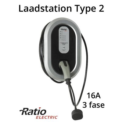 Ratio EV Home Box Laadstation type 2, 3 fase 16A rechte laadkabel