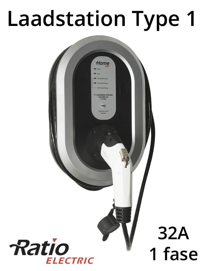 EV Laadstation type 1, 32A, rechte laadkabel