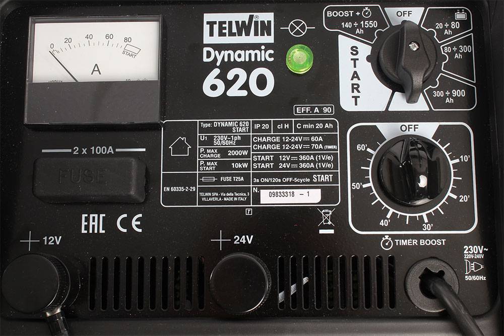 Telwin Acculader / booster Dynamic 620 Start 230 V 12-24 V - Acculaders.nl