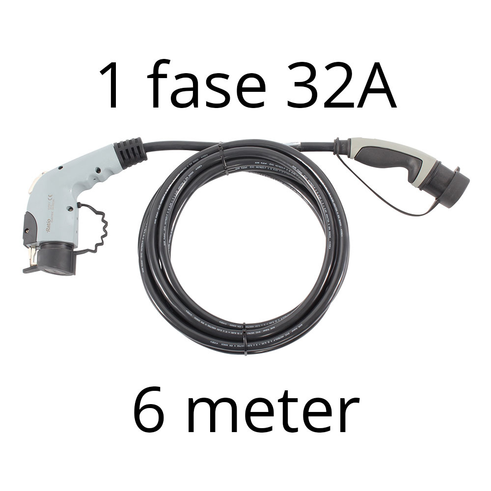 Laadkabel type 1 - 1 fase 32A - 6 meter