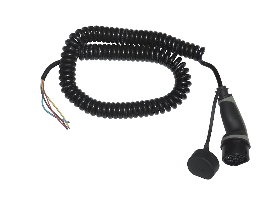 Laadkabel Type 2 naar open einde - 1x32A - 4 meter - Coiled