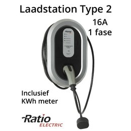 Ratio EV Home Box Plus Laadstation type 2, 1 fase 16A, rechte laadkabel 10 meter + KWh meter